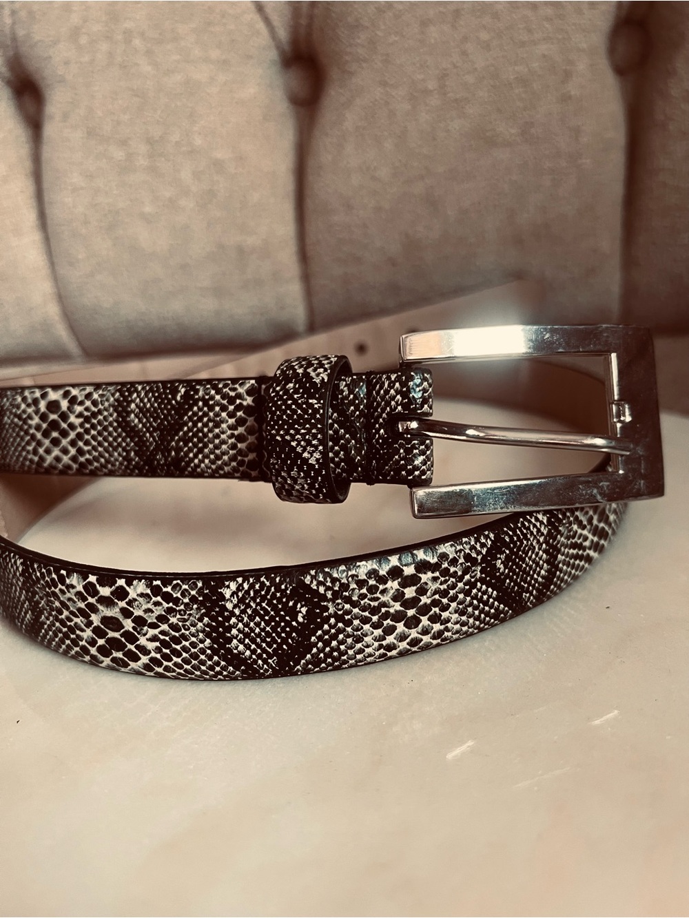 Snakeskin python print belt